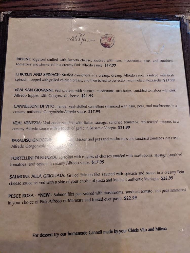 Tony & Milena's Pizzeria Inc Menu image 3